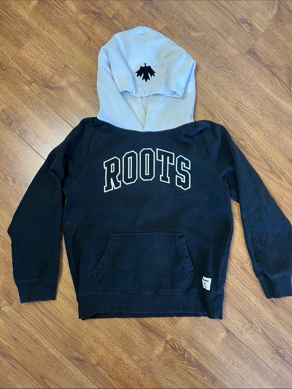Roots Kids Black Sweatshirt with a white hood